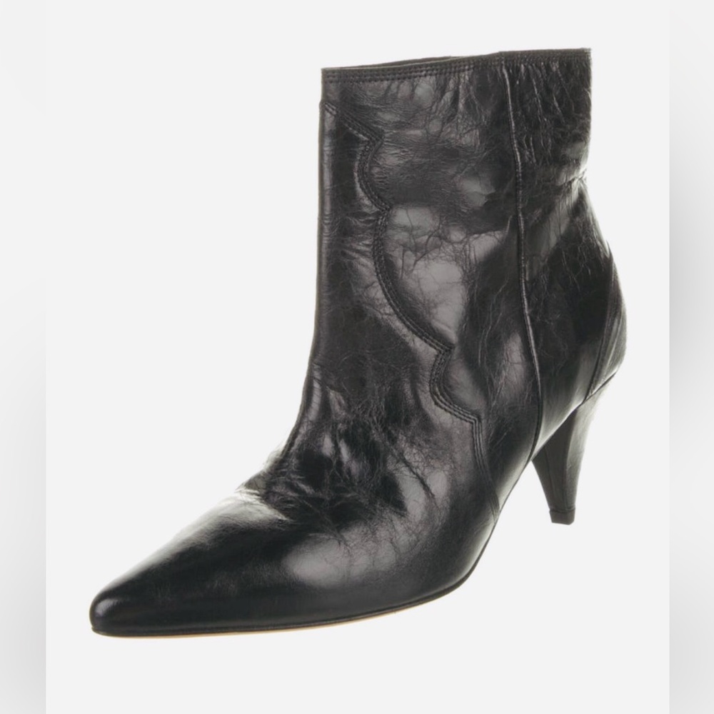 IRO Black Leather Ankle Boots – Size 39 (US 9) | Parisian Chic | Cone Heel